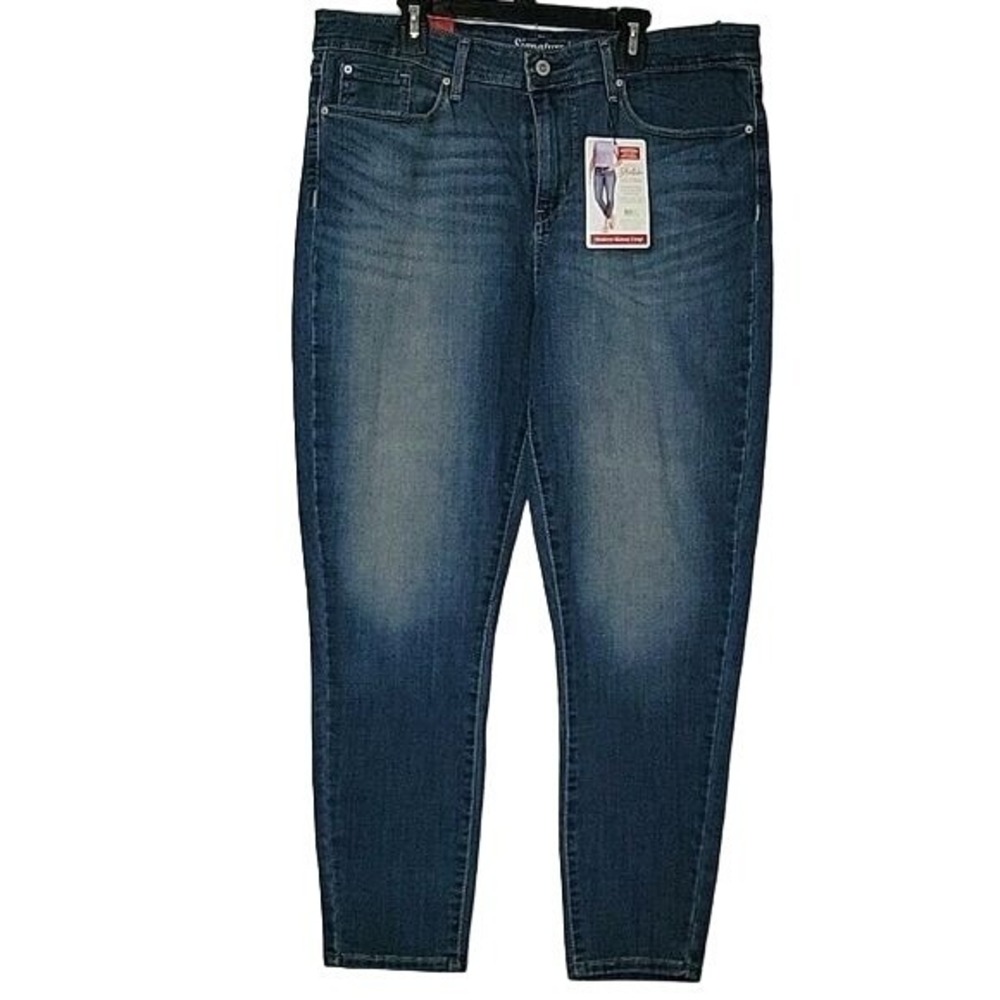 Signature Levi Strauss NEW Modern Skinny Crop Jeans Womens Stretch Blue Denim 16